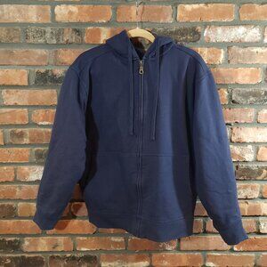 Berkley Jensen Heavyweight Full Zip Fleece Hoodie in Navy Blue Athletic Men's M